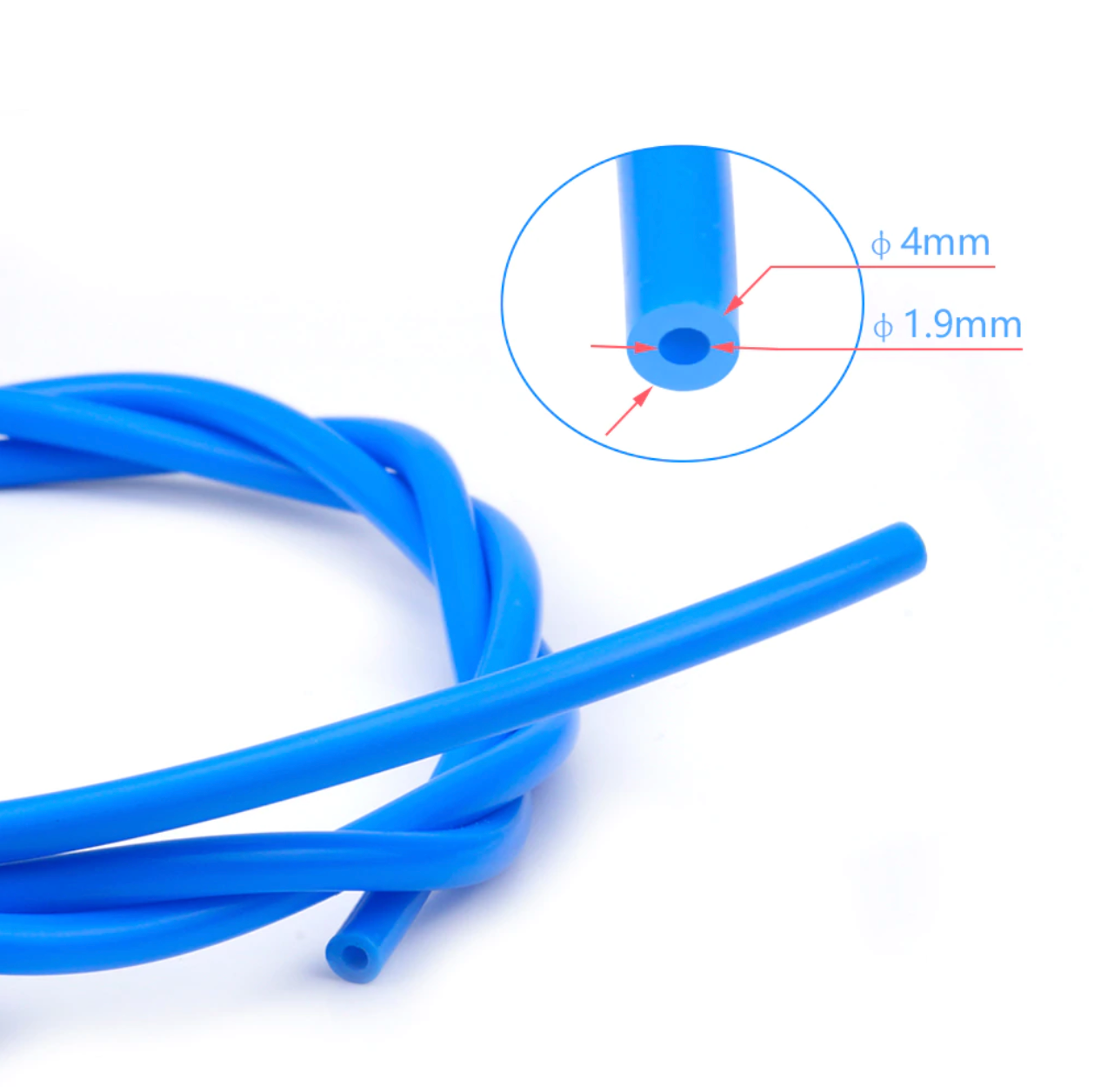 Tube Teflon (PTFE) pour Filament 1.75mm Bleu - au mètre, Accessoires imprimante 3D, Improve3D