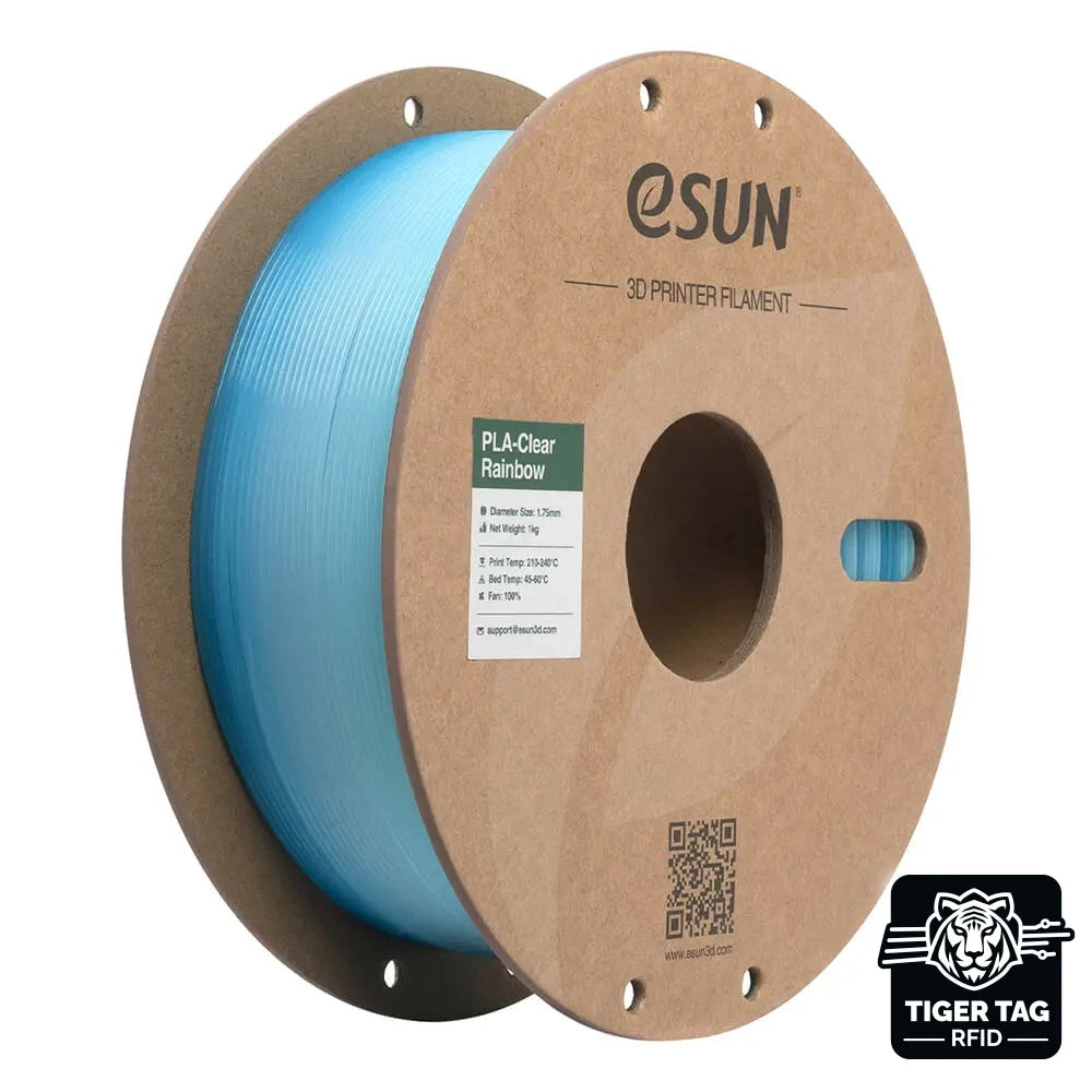 eSun - PLA-Clear Rainbow - Bleu-Blanc (Translucent Blue White) - 1,75 mm - 1 kg avec RFID TigerTag