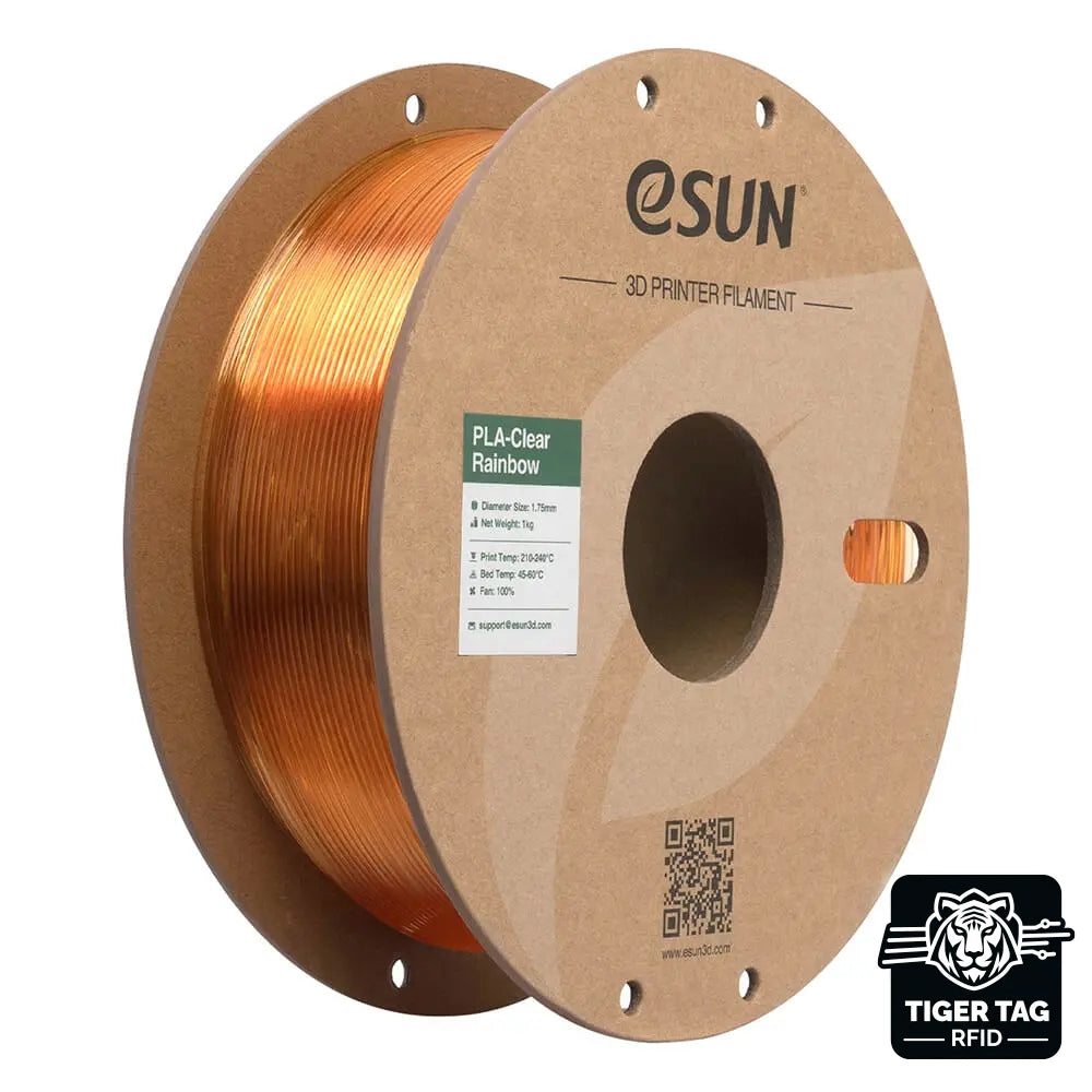 eSun - PLA-Clear Rainbow - Orange Flamme Cristal (Flame Crystal) - 1,75 mm - 1 kg avec RFID TigerTag