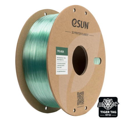 eSun - TPU-95A - Bleu Aqua Translucide (Translucent Aqua) - 1,75 mm - 1 kg avec RFID TigerTag