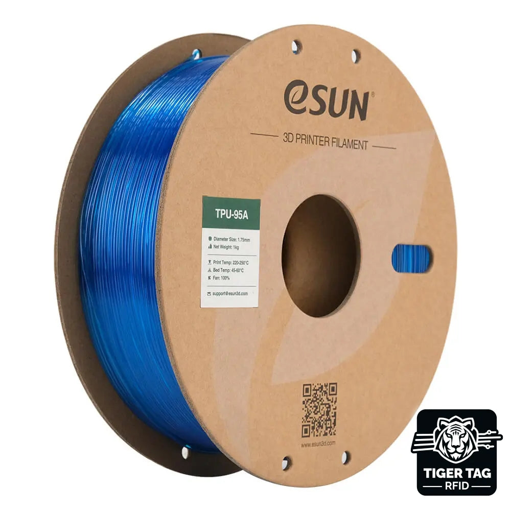 eSun - TPU-95A - Bleu Translucide (Translucent Blue) - 1,75 mm - 1 kg avec RFID TigerTag