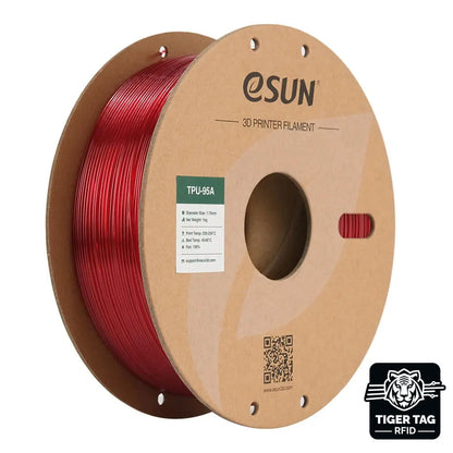 eSun - TPU-95A - Rouge Translucide (Translucent Red) - 1,75 mm - 1 kg avec RFID TigerTag