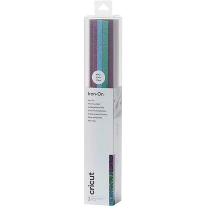 pack  assortiment de 3 feuilles thermocollants violet vert et bleu de chez Cricut Iron-on