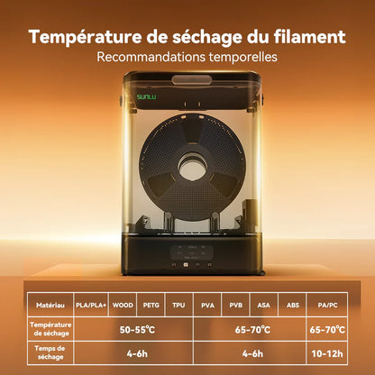 Pack Sunlu FilaDryer SP2 - 2 Boite de stockage + Base Chauffante + 2 Bobines PLA+2.0 Noir 1 kg
