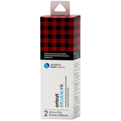 Cricut - 2 Feuilles de Transfert avec Motifs Infusible Ink - Buffalo Check - (11,4x30,5cm)