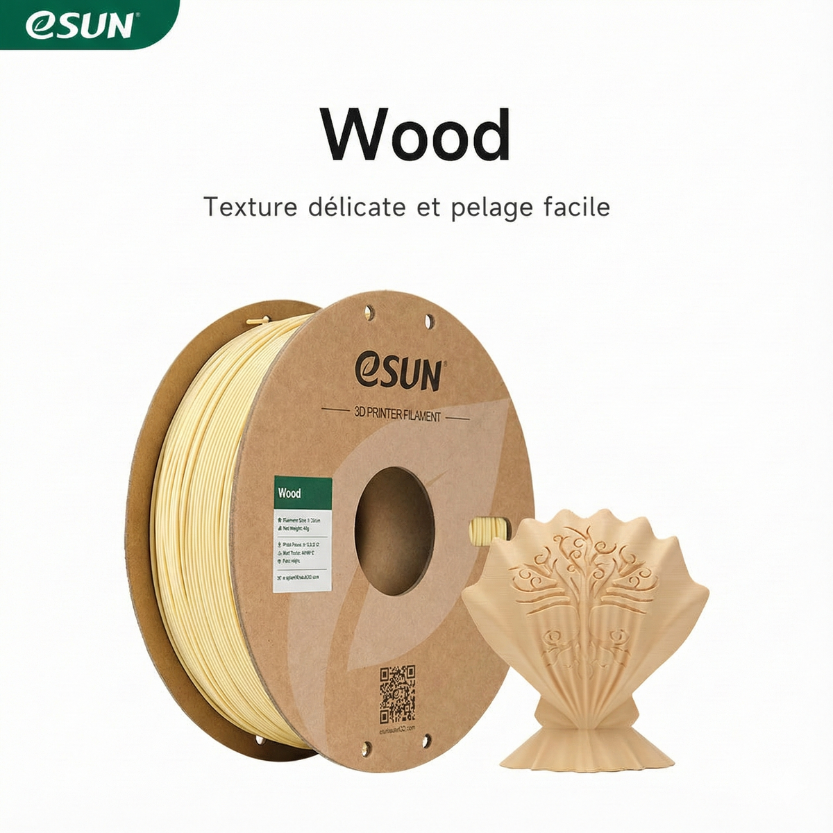 eSun - PLA Wood - Bouleau (Birch) - 1.75mm - 1 kg
