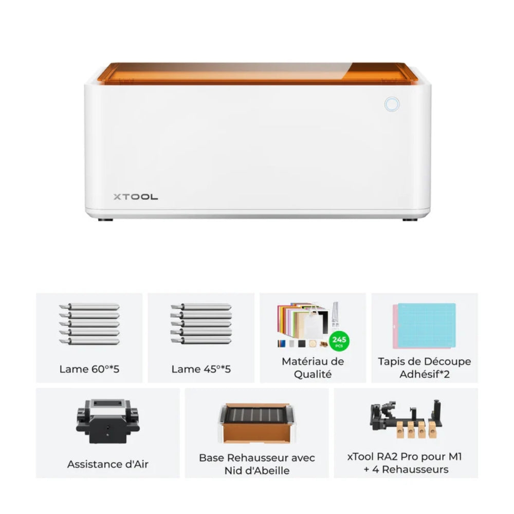 xTool - M1 - Kit Deluxe Découpe et Graveur Laser et Lame - Classe I - 10W