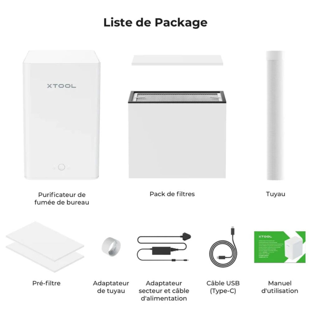 xTool - F1 - Purificateur d'air Compact - contenu pack