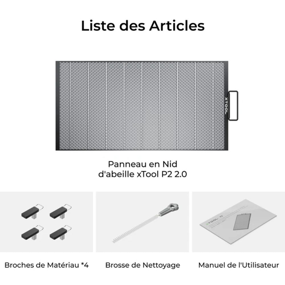 xTool - P2 - Panneau Nid d'Abeille 2.0 - liste des articles