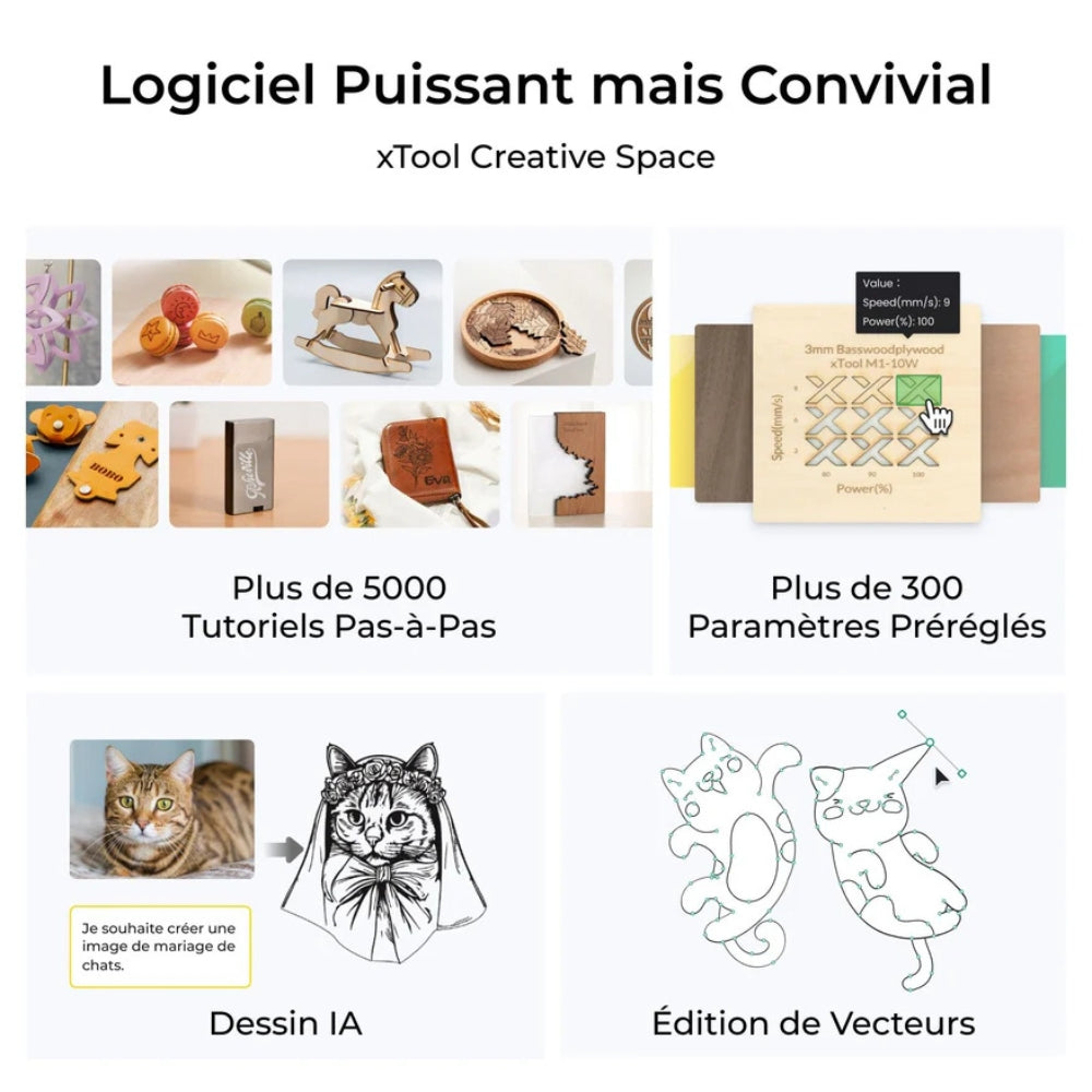 xTool - Pack Basic S1 - Découpe et Graveur Laser - Noir - 20W