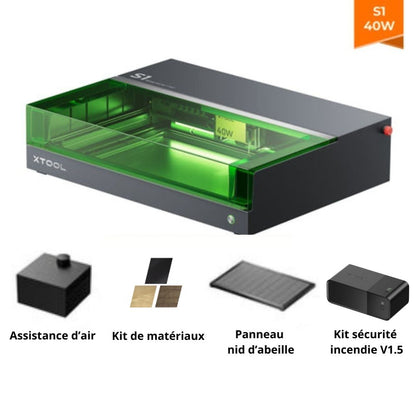 xTool - Pack S1 Basic - Découpe et Gravure Laser - Classe I - 40W