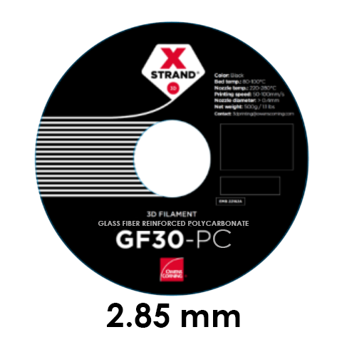 XSTRAND - GF30-PC Polycarbonate Owens Corning - Noir (Black) - 2.85 mm - 1 kg, Filament, XStrand